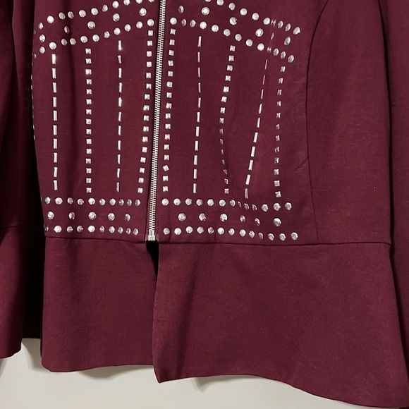 ASHLEY STEWART size 24 studded peplum full zip purple plum jacket long sleeve - Picture 2 of 11